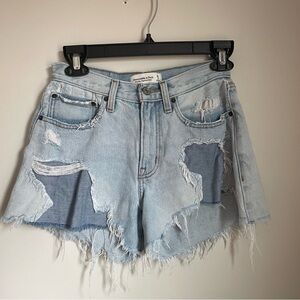 Abercrombie & Fitch Blue Jean Shorts Distressed High-Waisted Festival Cutoffs 25